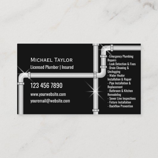 Berufliche Handyman Kleber Tools Silver Pipes Visitenkarte (Rückseite)