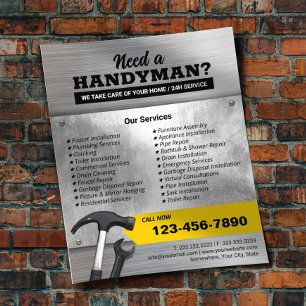 Berufliche Handyman & Repair Service-Imitat Metall Flyer