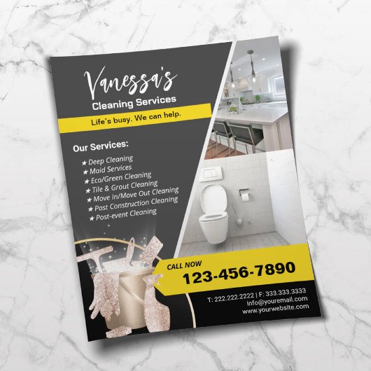 Berufliche Hausreinigung Haushaltshilfe Gold Flyer