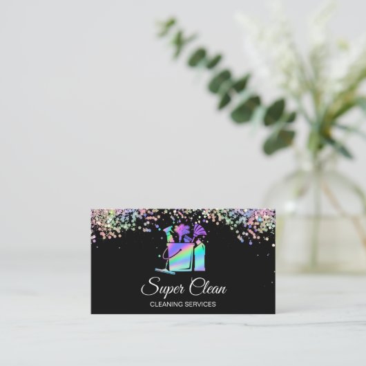 Berufliche Hausreinigung Haushaltshilfe Holograph Visitenkarte (Stehend Vorderseite)
