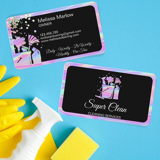 Berufliche Hausreinigung Haushaltshilfe Holograph  Visitenkarte