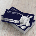 Berufliche Hausreinigung Navy Blue & Silver Visitenkarte<br><div class="desc">Moderne Silver House Cleaning Housekeeping Service Navy Business Cards</div>