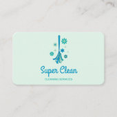 Berufliche Hausreinigung Retro Broom Sparkle Visitenkarte (Vorderseite)