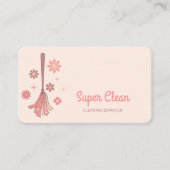 Berufliche Hausreinigung Retro Broom Sparkle Visitenkarte (Vorderseite)