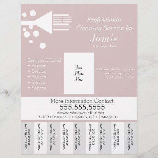 Berufliche Hausreinigung Rosa Abreißen Streifen Flyer (Vorne)