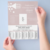 Berufliche Hausreinigung Rosa Abreißen Streifen Flyer (Hand)