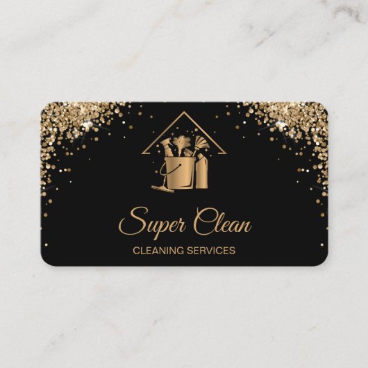 Berufliche Hausreinigung Rose Gold Glitzer Bus Visitenkarte (Vorderseite)