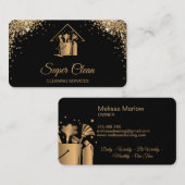 Berufliche Hausreinigung Rose Gold Glitzer Bus Visitenkarte (Vorne/Hinten)