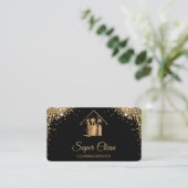 Berufliche Hausreinigung Rose Gold Glitzer Bus Visitenkarte (Stehend Vorderseite)