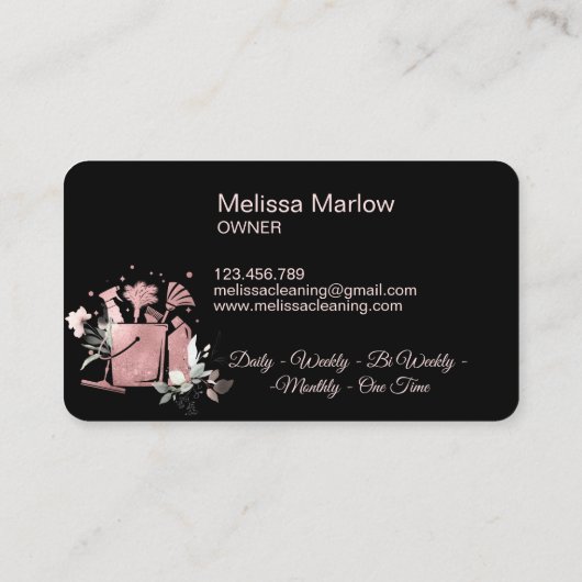 Berufliche Hausreinigung Rose Gold Glitzer Busi Visitenkarte (Rückseite)