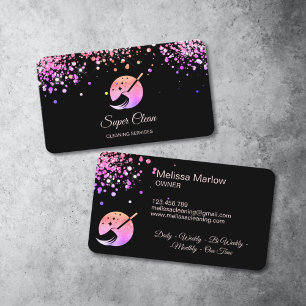 Berufliche Hausreinigung Rose Gold Glitzer Busi Visitenkarte