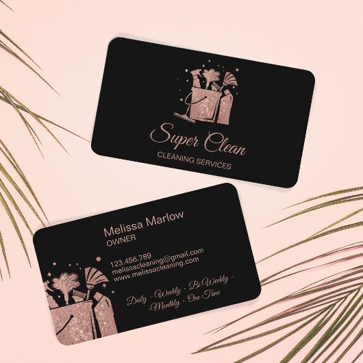 Berufliche Hausreinigung Rose Gold Glitzer Visitenkarte