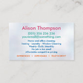 Berufliche Hausreinigung Visitenkarte (Rückseite)