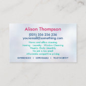 Berufliche Hausreinigung Visitenkarte (Rückseite)