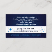 Berufliche Hausreinigung Visitenkarte (Rückseite)