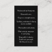 Berufliche Haustiere und Haustiere Visitenkarte (Rückseite)