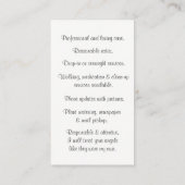 Berufliche Heimtiere Sitter für Kleinkinder Visite Visitenkarte (Rückseite)