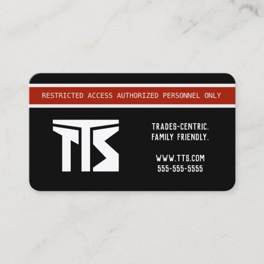 Berufliche Hochrisikogeschäfte und -branchen Visitenkarte (Vorderseite)