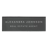 Berufliche Holzkohle Grau Modernes Geschäft Namenschild (Vorderseite)