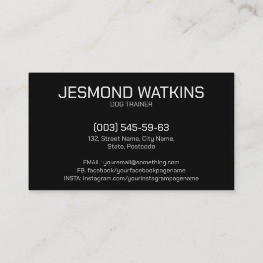 Berufliche Hundeschulung Visitenkarte (Rückseite)