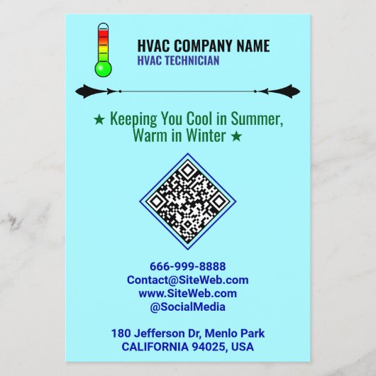 Berufliche HVAC-Flyer (QR-Code, Logo und Slogan) Flyer (Vorne)
