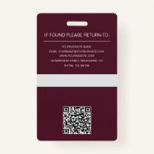 Berufliche ID für Foto und QR-Code Ausweis (Rückseite)