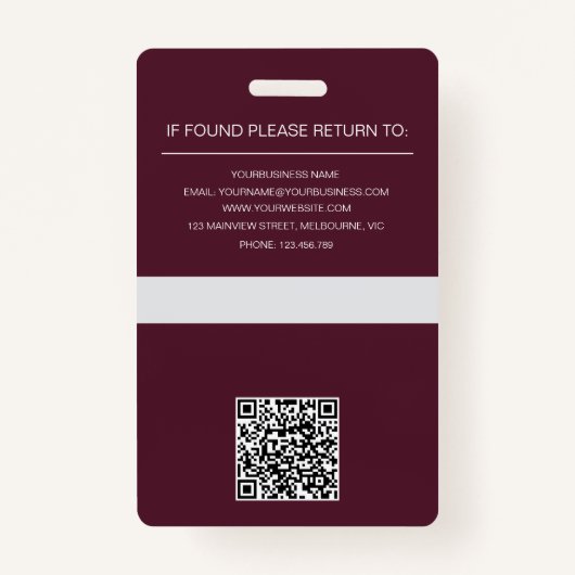 Berufliche ID für Foto und QR-Code Ausweis (Rückseite)