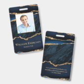 Berufliche ID für Navy Blue Gold Agate Ausweis (Front & Back)