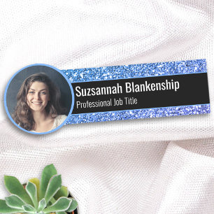Berufliche Imitate Blue Glitzer Custom Foto Namensschild
