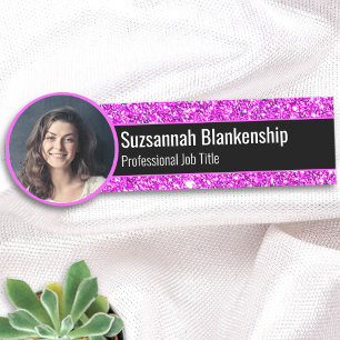 Berufliche Imitate Rosa Glitzer Benutzerdefinierte Namensschild