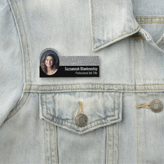 Berufliche Imitate Silver Glitzer Custom Foto Namensschild (Beispiel)