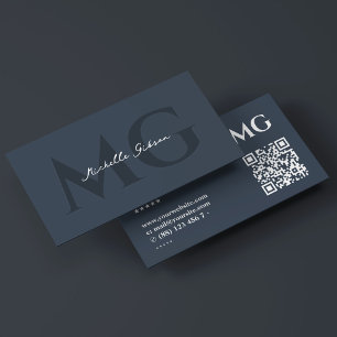 Berufliche Initiale Minimal Charcoal Blue Visitenkarte