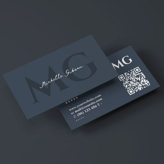 Berufliche Initiale Minimal Charcoal Blue Visitenkarte
