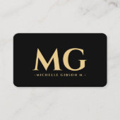 Berufliche Initialen Elegant Modernes Schwarzes Visitenkarte (Vorderseite)