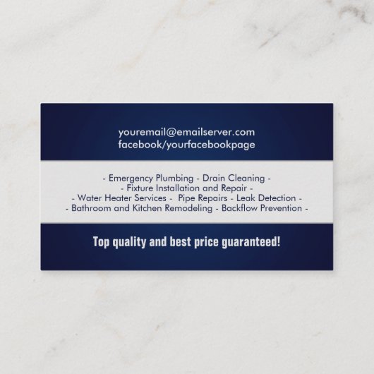 Berufliche Installationsdienste Visitenkarte (Rückseite)