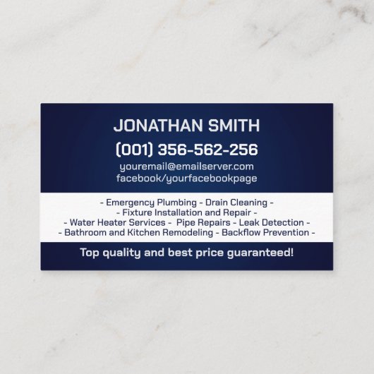 Berufliche Installationsdienste Visitenkarte (Rückseite)