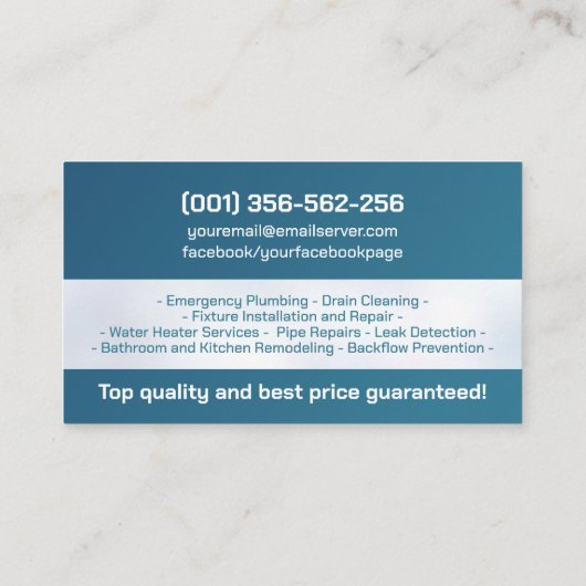 Berufliche Installationsdienste Visitenkarte (Rückseite)