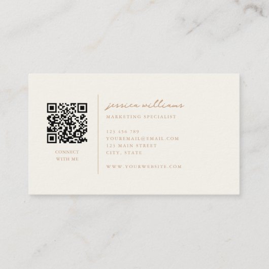 Berufliche Ivory- und Tan-Minimalschrift Visitenkarte (Rückseite)