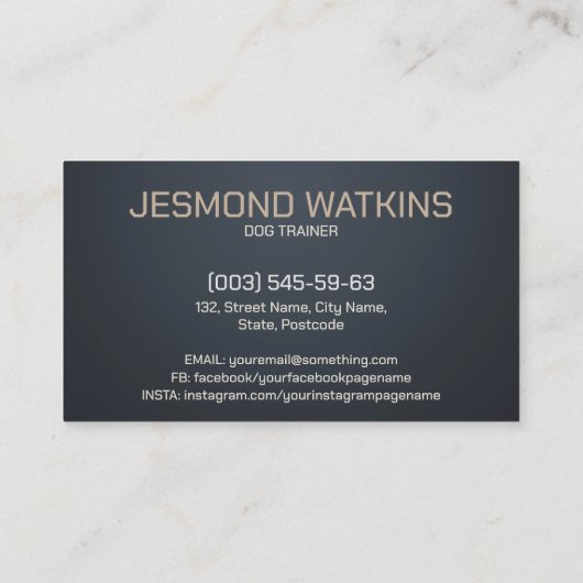 Berufliche K9-Schulung - Belgisches Malinois Visitenkarte (Rückseite)