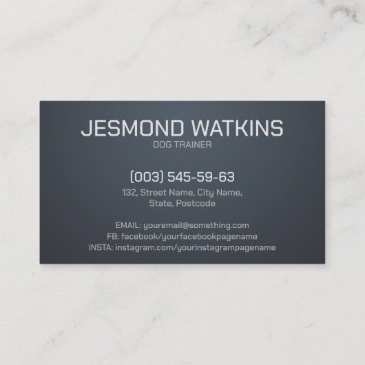 Berufliche K9-Schulung Visitenkarte (Rückseite)