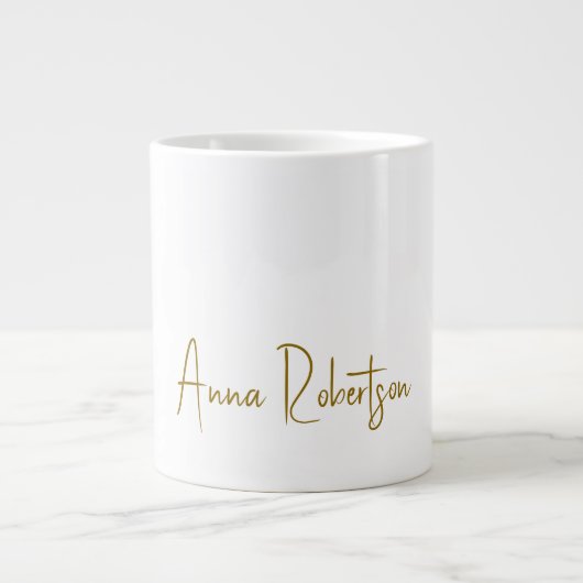 Berufliche Kalligraphie in Gold Minimalistisch Jumbo-Tasse (Vorderseite)