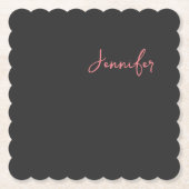 Berufliche Kalligraphie Name Minimalistisch Schlic Untersetzer (Vorderseite)