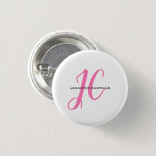 Berufliche Kalligraphie-Script-Monogram-Girly Button (Vorne & Hinten)