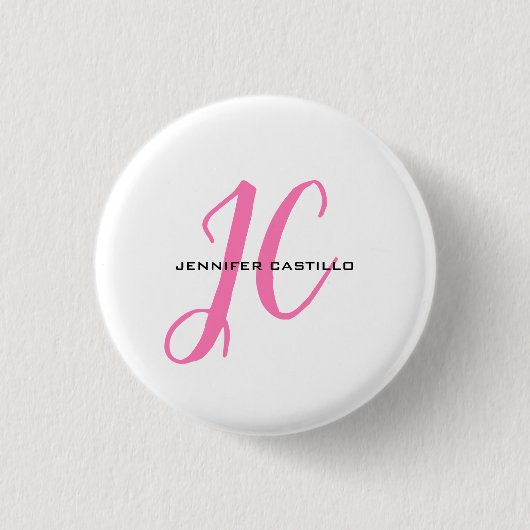 Berufliche Kalligraphie-Script-Monogram-Girly Button (Vorderseite)