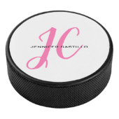 Berufliche Kalligraphie-Script-Monogram-Girly Eishockey Puck (3/4)