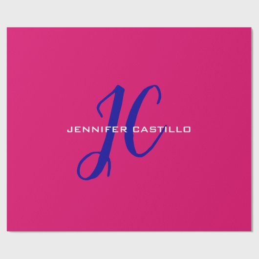 Berufliche Kalligraphie-Script-Monogram-Girly Geschenkpapier (Flach)