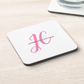 Berufliche Kalligraphie-Script-Monogram-Girly Getränkeuntersetzer (Linke Seite)