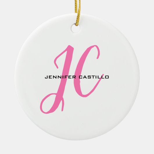 Berufliche Kalligraphie-Script-Monogram-Girly Keramik Ornament (Vorne)