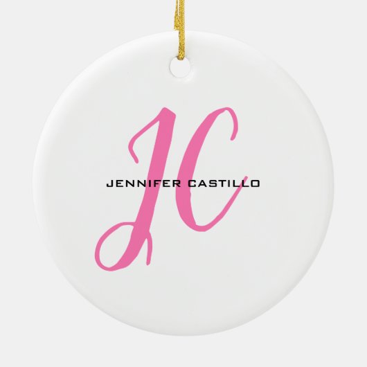 Berufliche Kalligraphie-Script-Monogram-Girly Keramik Ornament (Hinten)