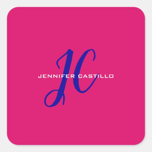 Berufliche Kalligraphie-Script-Monogram-Girly Quadratischer Aufkleber (Vorderseite)
